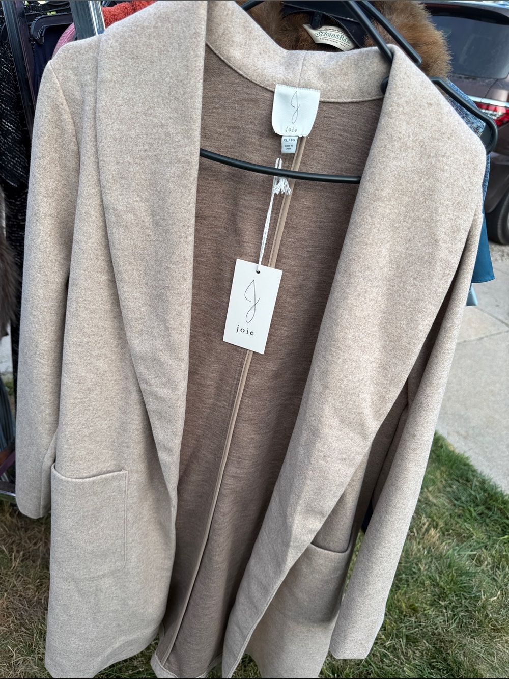 Joie Taupe Open-Front Shawl Collar Cardigan